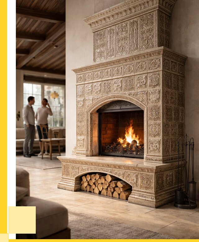 Купить изразцовый камин в Евпатории от 263325 р. | ЭриданЕвп