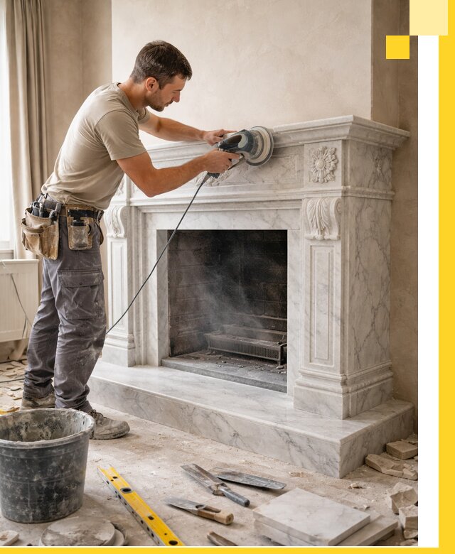 Изготовление и установка мраморных каминов в Евпатории под ключ