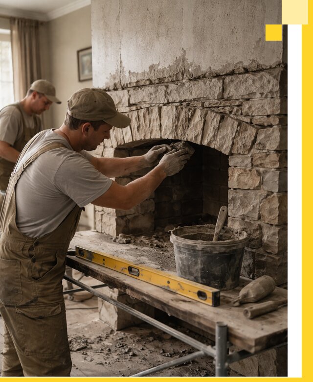 Изготовление каминов под ключ в Евпатории, монтаж и отделка