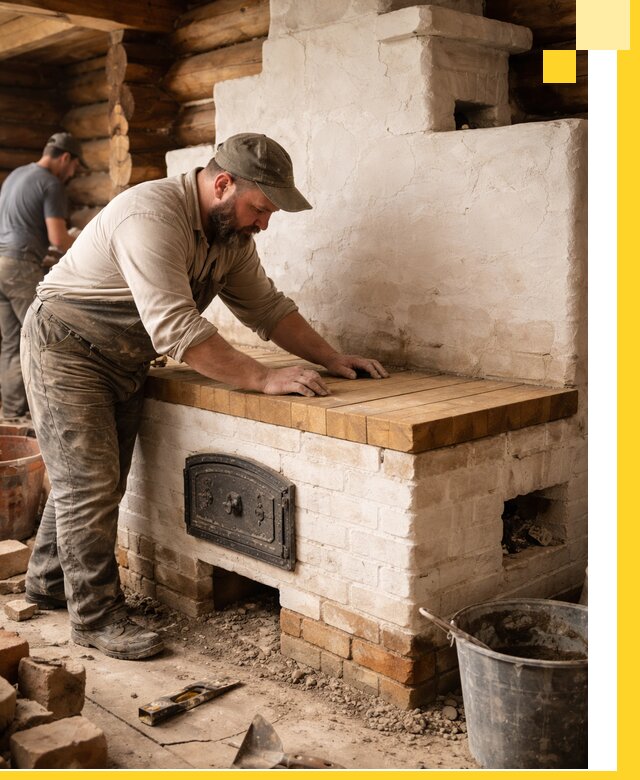 Проектирование и установка русской печи с лежанкой в Евпатории