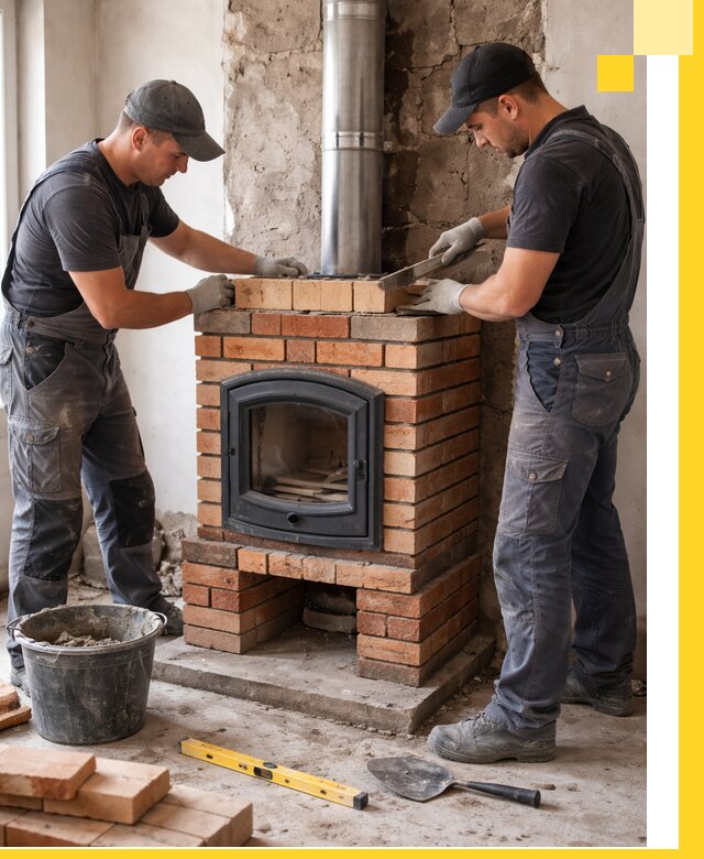 Монтаж печи камина под ключ в Евпатории с гарантией и пусконаладкой