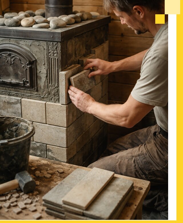 Облицовка банных печей в Евпатории профессиональная отделка