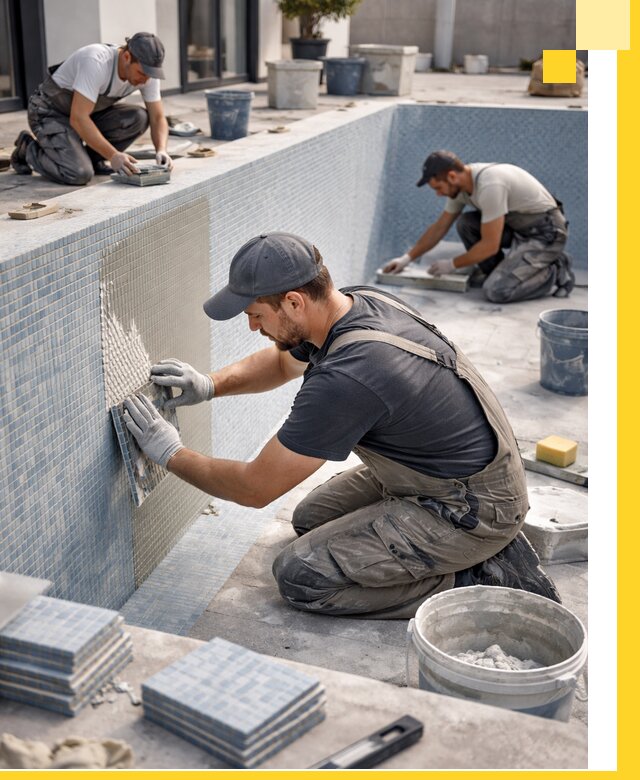 Облицовка бассейнов в Евпатории плитка мозаика гидроизоляция