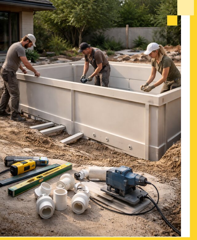 Установка полипропиленовых бассейнов под ключ в Евпатории