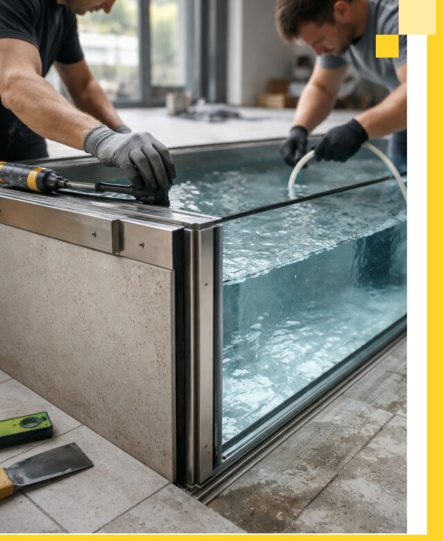 Проектирование и монтаж стеклянных бассейнов в Евпатории