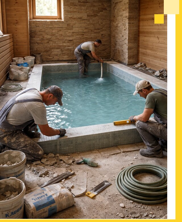 Проектирование и строительство бассейнов для бани в Евпатории