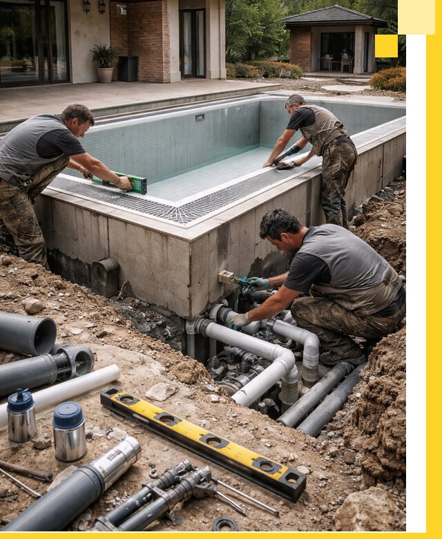 Строительство переливных бассейнов в Евпатории под ключ