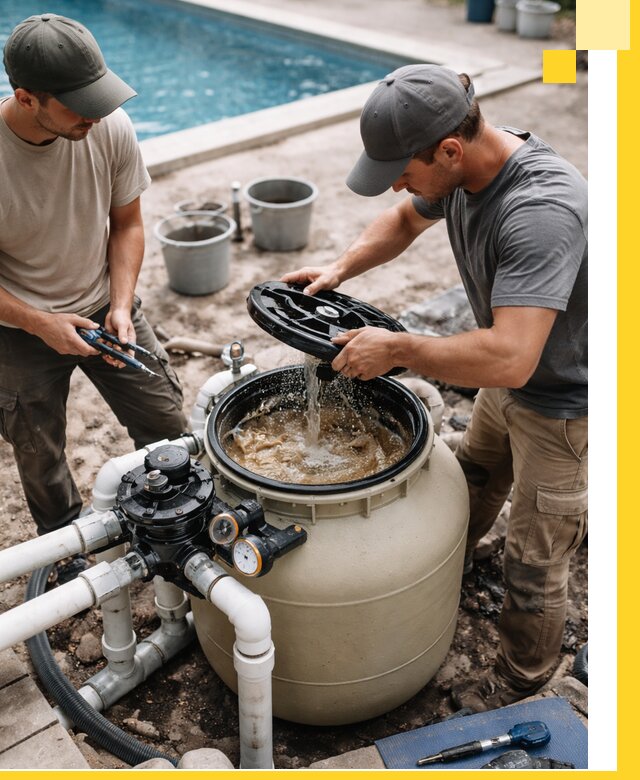 Установка и обслуживание песочных фильтров для бассейнов в Евпатории