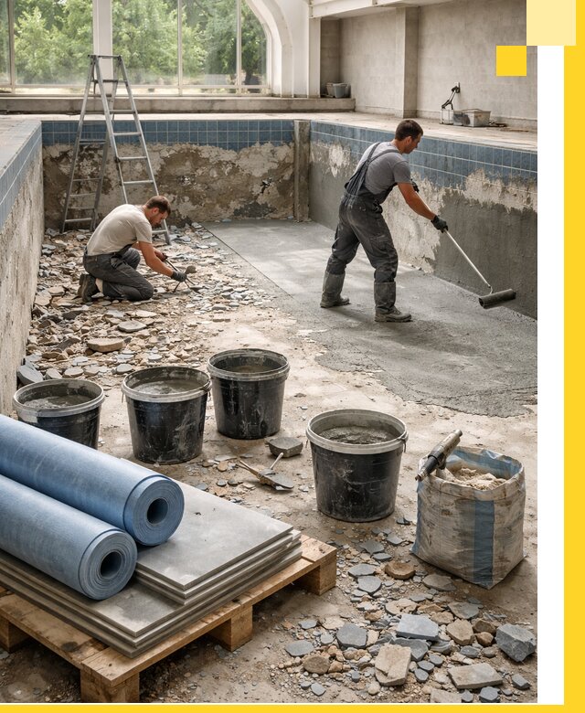 Реконструкция бассейнов в Евпатории: ремонт, гидроизоляция