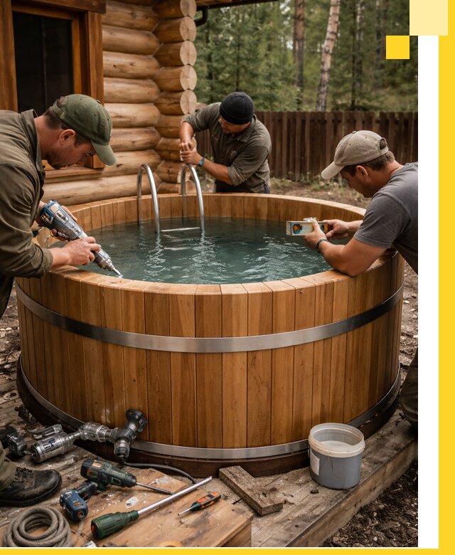 Строительство бань с купелью под ключ и отделкой в Евпатории