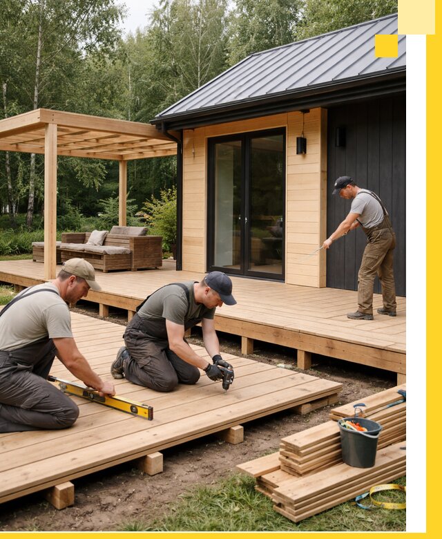 Строительство бань с террасой и бассейном под ключ в Евпатории