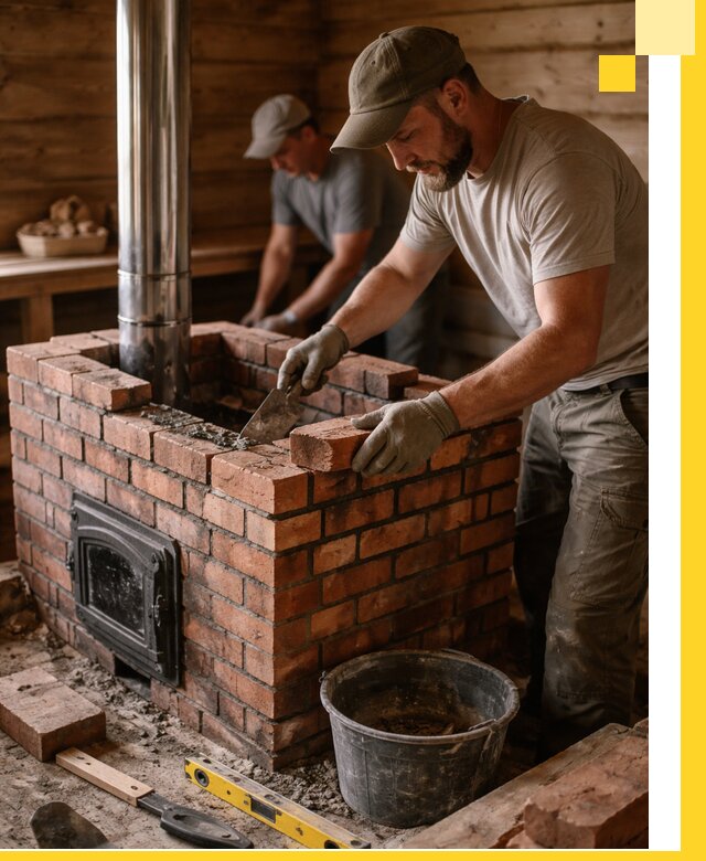 Кирпичные печи для бани под ключ в Евпатории, проект и монтаж