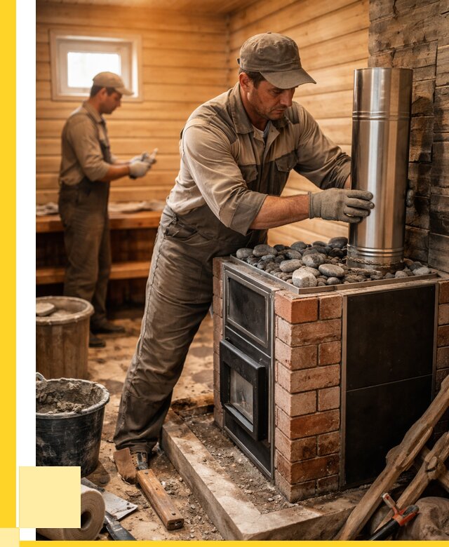 Монтаж печи в бане под ключ в Евпатории от 21066 р. | ЭриданЕвп