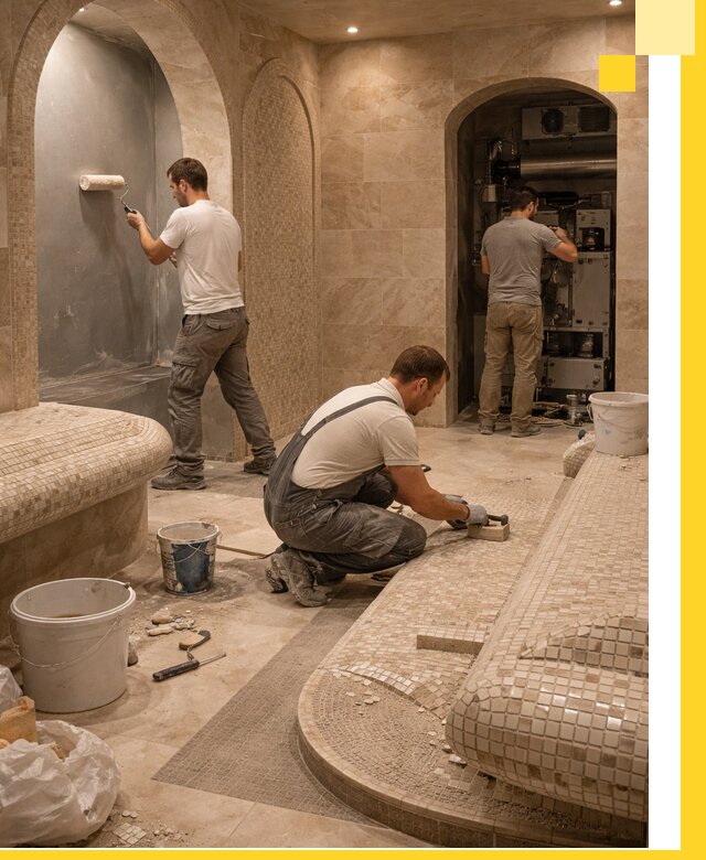 Строительство бани с хамамом и бассейном под ключ в Евпатории