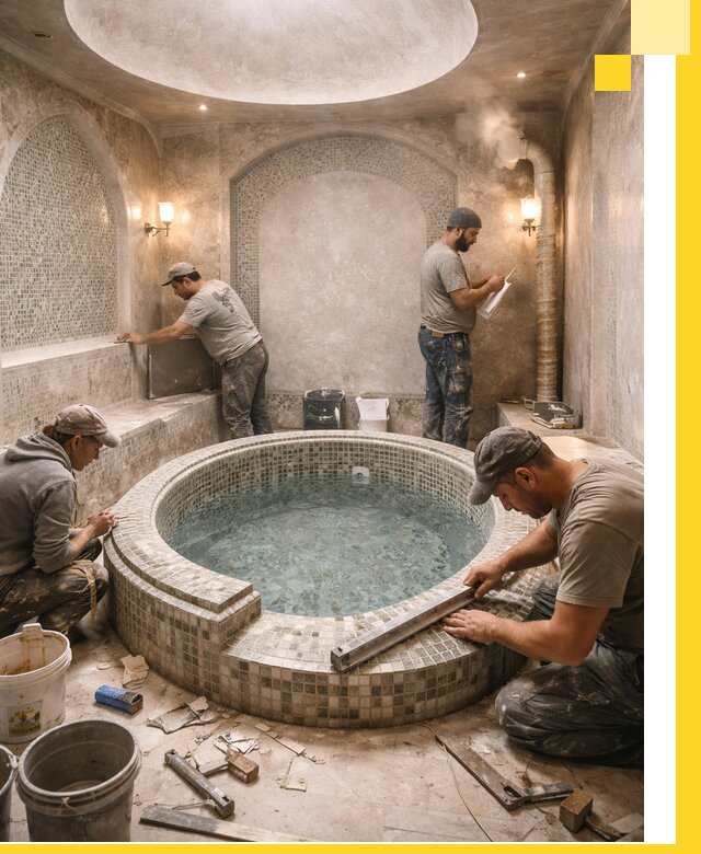 Профессиональное строительство хамама с бассейном в Евпатории под ключ