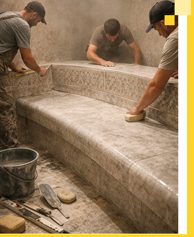 Изготовление и установка сидений для хамама в Евпатории