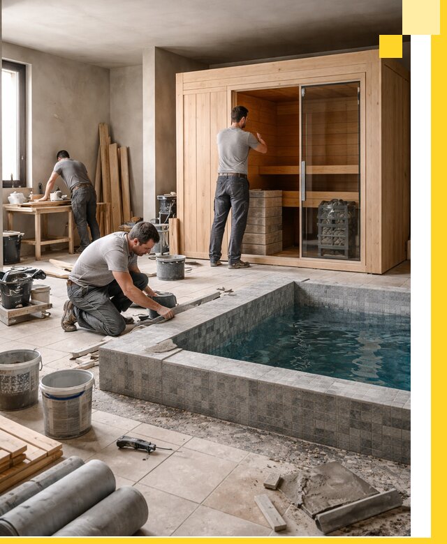 SPA зоны под ключ с бассейном сауной и печью в Евпатории